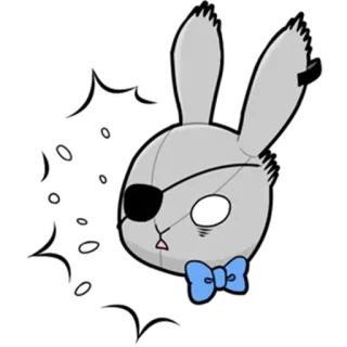😨 rabbit, one-eyed, bow, animal, toy telegram sticker