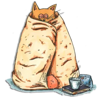 🏠 кот, буррито, милый, животное, питомец, уютный, одеяло, смешной telegram sticker