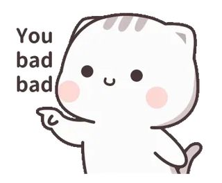 🙂 You bad bad gato, fofo, mau, apontando telegram sticker