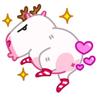 ❤️ animal, dessin animé, mignon, sticker, coeur, fête, renne, rose telegram sticker