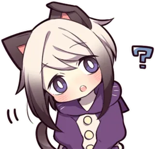 ❓ Anime, Fille, Question, Kawaii, Mignon, Fille chat, Confus whatsapp sticker
