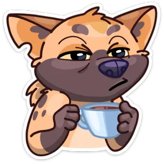 ☕️ animal, cartoon, hyena, coffee, cup, sleepy whatsapp sticker