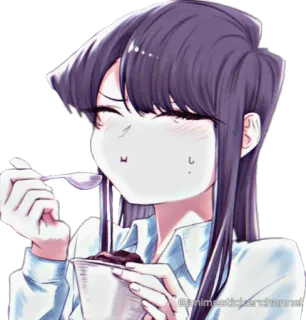 😋 @animeetickerchannel Anime, Meisje, Eten, Dessert, Schattig whatsapp sticker