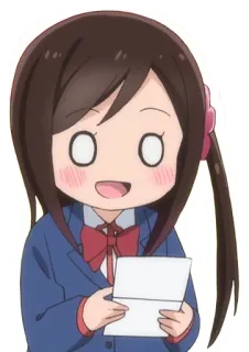 😀 Anime, Ragazza, Uniforme scolastica, Carina, Chibi, Lettera telegram sticker