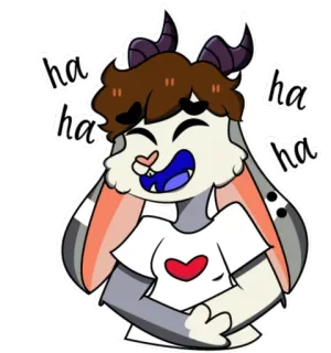 😂 ha ha ha cartoon, laughing, bunny, demon, heart whatsapp sticker