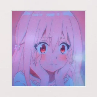 ✨ ragazza anime, capelli rosa, occhi rossi, carina, cartone animato, adesivo telegram sticker