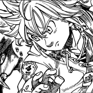 😠 Meliodas Seven Deadly Sins MAD HEART anime, manga, seven deadly sins, meliodas, demon, artwork, drawing telegram sticker