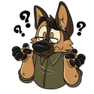 ⁉ Hund, Frage, verwirrt, Cartoon, Aufkleber, Tier, Deutscher Schäferhund telegram sticker