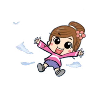 🐥 Desenho animado, Menina, Feliz, Alegre, Fofo telegram sticker