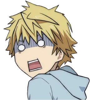 😨 anime, character, sticker, scared, worried, blonde hair telegram sticker