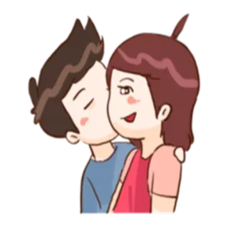 💑 couple, amour, baiser, dessin animé, romance, câlin, affection telegram sticker