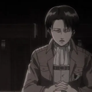 ☕ Levi Ackerman Attack on Titan anime, military, sad, character, attack on titan, levi ackerman telegram sticker