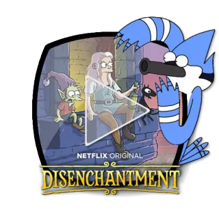 ▶️ Disenchantment NETFLIX ORIGINAL DISENCHANTMENT cartoon, animated, fantasy, Disenchantment, Netflix, Bean, Elfo, Luci telegram sticker