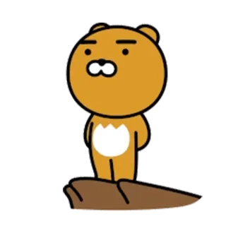 😶 Ryan ryan, kakao friends, urso, desenho animado telegram sticker