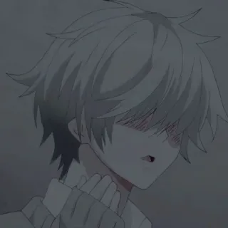 🖤 anime, anime boy, blushing, sad, emotional, anime character whatsapp sticker
