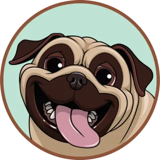 😁 pug, dog, animal, pet, cartoon, happy, smiling telegram sticker
