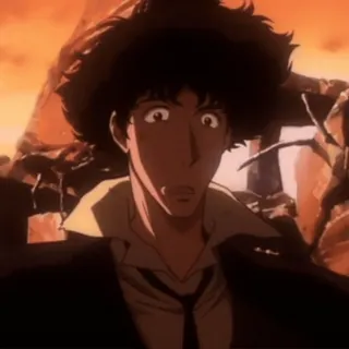 🧷 Spike Spiegel Cowboy Bebop Anime, Cowboy Bebop, Spike Spiegel, Postać, Science fiction, Kosmiczny western telegram sticker