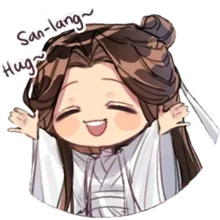 😍 San Lang San-lang~Hug~ cartoon, chibi, hug, anime, cute, fanart whatsapp sticker