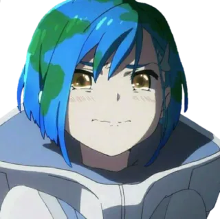 😭 garota anime, Earth-chan, anime, desenho animado, personagem telegram sticker