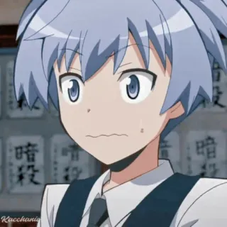 🌀 Nagisa Shiota Assassination Classroom Anime, Mangá, Personagem, Estudante, Cabelo azul, Uniforme escolar, Assassinato whatsapp sticker