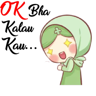 👍 OK okay, zustimmung, grün, hidschab, daumen hoch telegram sticker