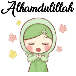😄 Cartoon, Mädchen, Hidschab, Blumen, Süß, Kawaii, Islamisch telegram sticker