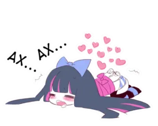 😝 AX... AX... Anime, Schattig, Hartjes, Cartoon telegram sticker