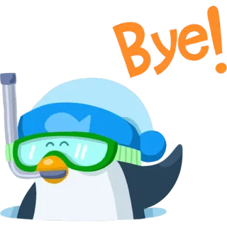 ✋ Bye! pinguino, cartone animato, immersione, snorkeling, ciao, bye whatsapp sticker