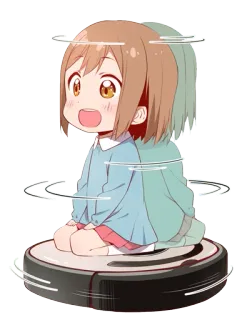 😆 anime, cartoon, roomba, cleaning, girl, cute telegram sticker