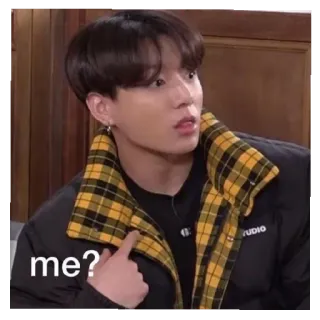😄 me? kpop, 밈, 질문, 가리키기, 혼란 telegram sticker