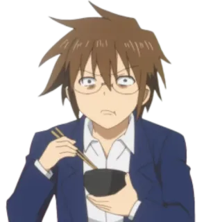😰 Anime, Nhân vật, Ăn uống, Đũa, Bát whatsapp sticker