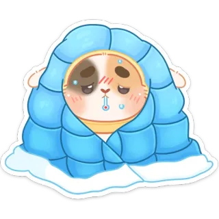 🤒 enfermo, resfriado, gato, dibujos animados, termómetro, manta whatsapp sticker
