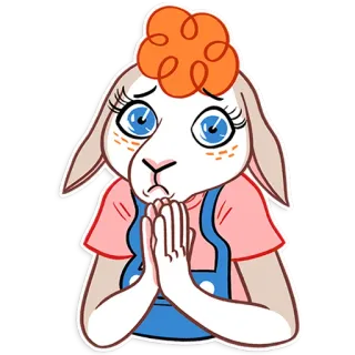 🙏 cartoon, sheep, animal, cute, pleading, sad, worried, apologetic telegram sticker