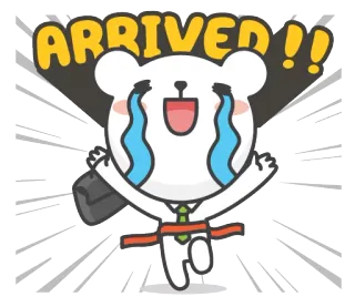 ✌ ARRIVED !! urso, fofo, feliz, chegou, celebração telegram sticker