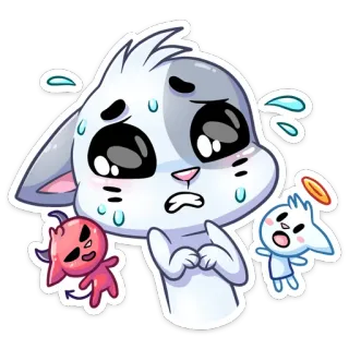 😅 kot, anioł, diabeł, kreskówka, naklejka, słodki whatsapp sticker