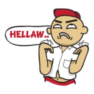 😏 HELLAW.. cartoon, sticker, angry, expression, HELLAW telegram sticker