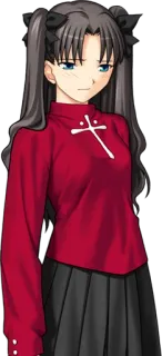 😔 Rin Tohsaka Fate/stay night Anime, Personaje, Mujer, Rojo, Falda whatsapp sticker