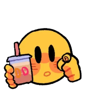 😶 DD emoji, apontando, bebida, fofo, boba telegram sticker