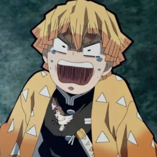 💛 Zenitsu Agatsuma Demon Slayer Zenitsu Agatsuma, Demon Slayer, Anime character, Crying, Cartoon, Fanart, Manga whatsapp sticker