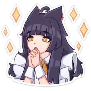 👩 อนิเมะ, สาวแมว, น่ารัก, เป็นประกาย, อ้อนวอน, มังงะ, คาวาอิ telegram sticker