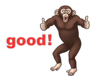 👍 good! macaco, animal, bom, polegar para cima, aprovação telegram sticker