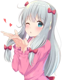 😘 动漫, 女孩, 可爱, 卡哇伊, 眨眼, 爱心 telegram sticker