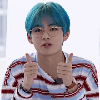 🤙 pollice in su, occhiali, persona, capelli blu, positivo, K-pop whatsapp sticker