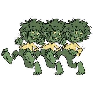 😋 desenho animado, monstro, verde, dançando, fantasia, ilustração telegram sticker