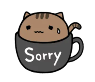 😅 Sorry Katze, Entschuldigung, niedlich, Entschuldigung, Kätzchen, Tasse, Cartoon telegram sticker