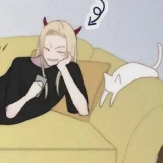 🖋 Anime, Karakter, Iblis, Sofa, Kucing, Kartun telegram sticker