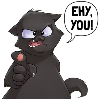 😡 EHY, YOU! Katze, zeigend, Cartoon, Ausdruck, wütend, Aussage telegram sticker