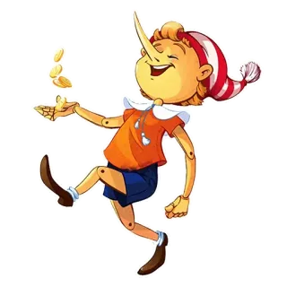 💵 Pinocchio Pinóquio, desenho animado, conto de fadas, fantoche, personagem telegram sticker
