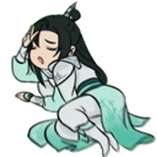 😣 จิบิ, เหนื่อย, อนิเมะ, การ์ตูน, ตัวละคร, นอน whatsapp sticker