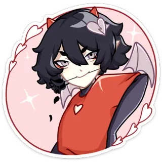 😐 Dessin animé, Démon, Mignon, Coeurs, Autocollant, Ailes telegram sticker